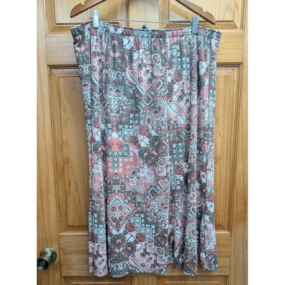 Southern Lady Women's 1X Skirt Elastic Waist Midi Liquid Knit Relaxed Workwear